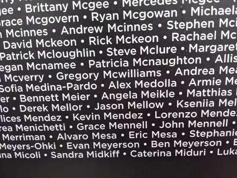 wall with many names on it
