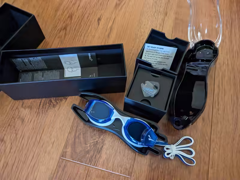 Finish smart goggles and the packaging it came in