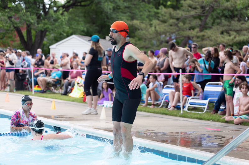 Jumping into the pool (official photo)
