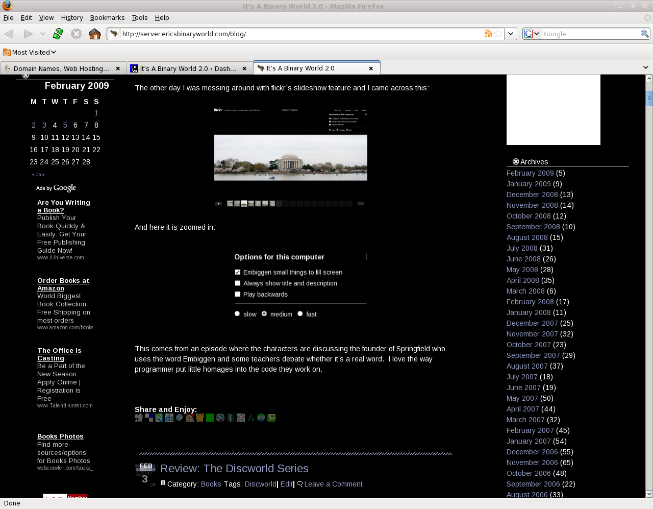 Screenshot of my blog in a web browser