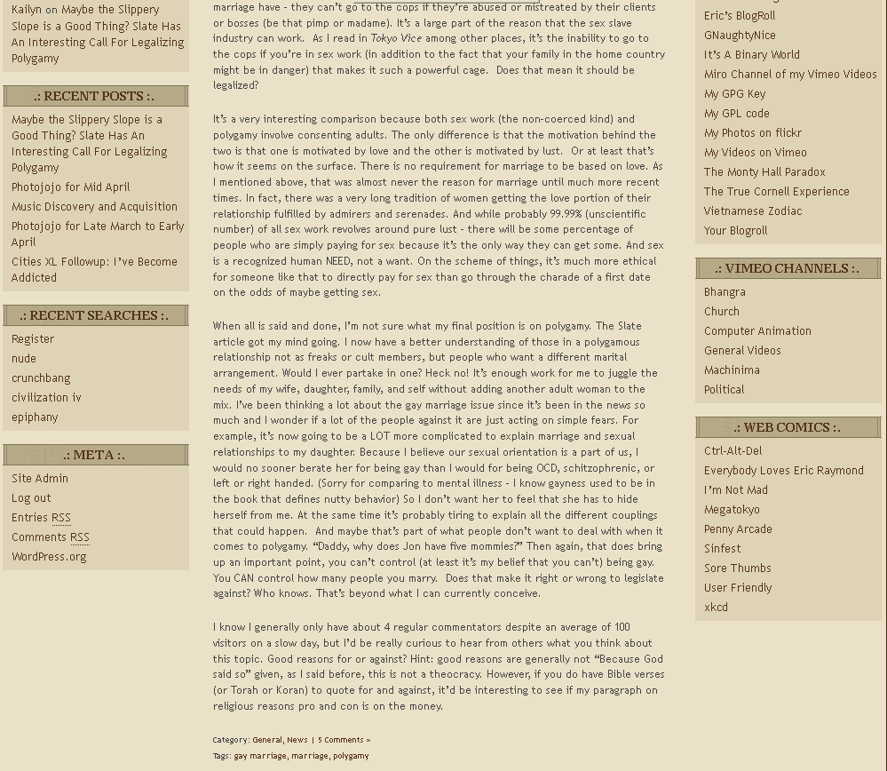 Screenshot of my blog in a web browser