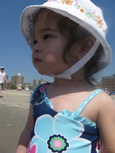 Scarlett at the Beach for the first time in a year