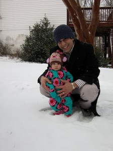 Scarlett in the snow for the first time