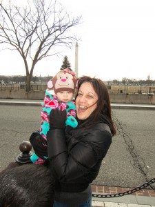 Scarlett with Abuela and the Washington Monument