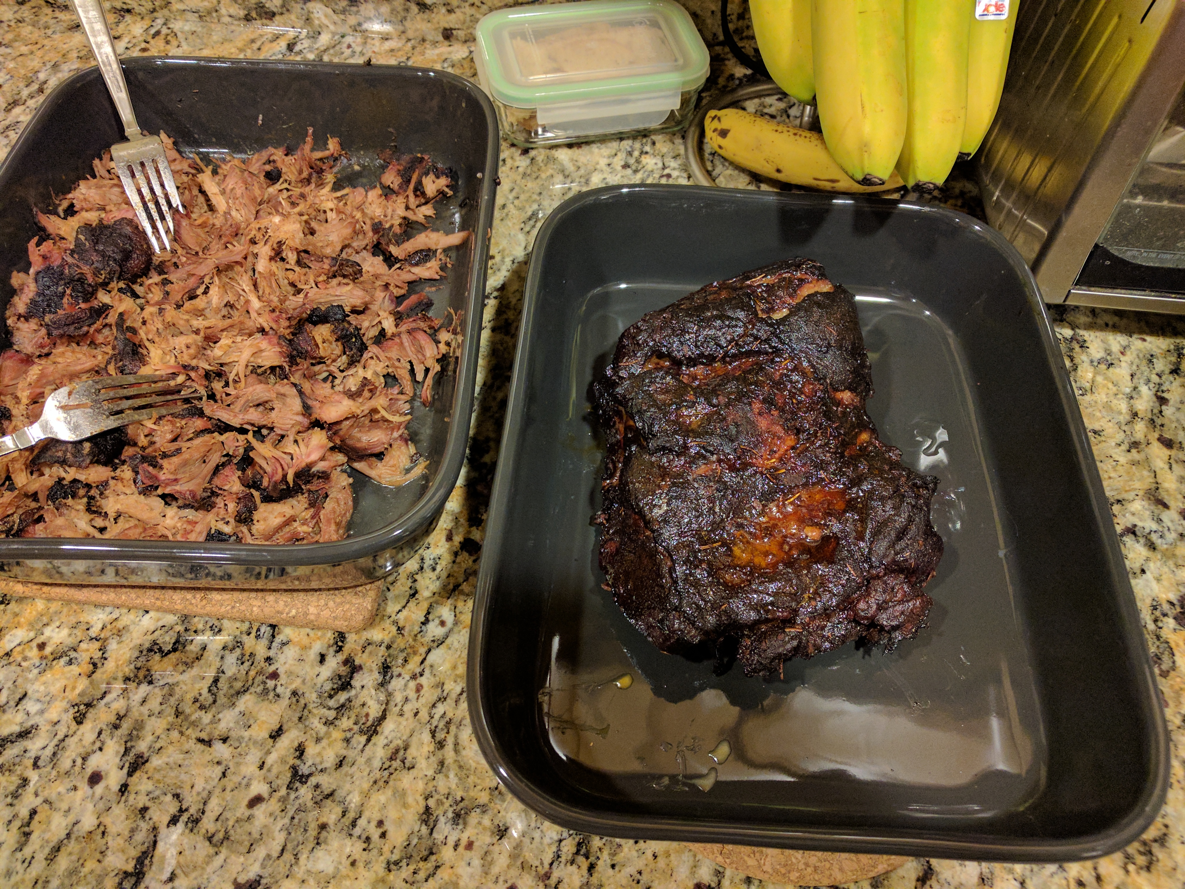 One pulled pork and one freshly plucked from the kettle