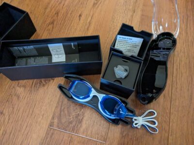 Finish smart goggles and the packaging it came in